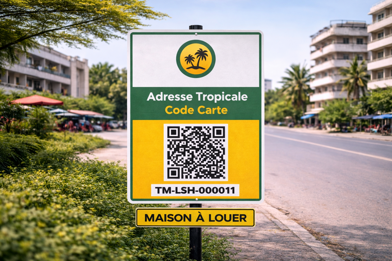 Panneau tropiMap dans la rue